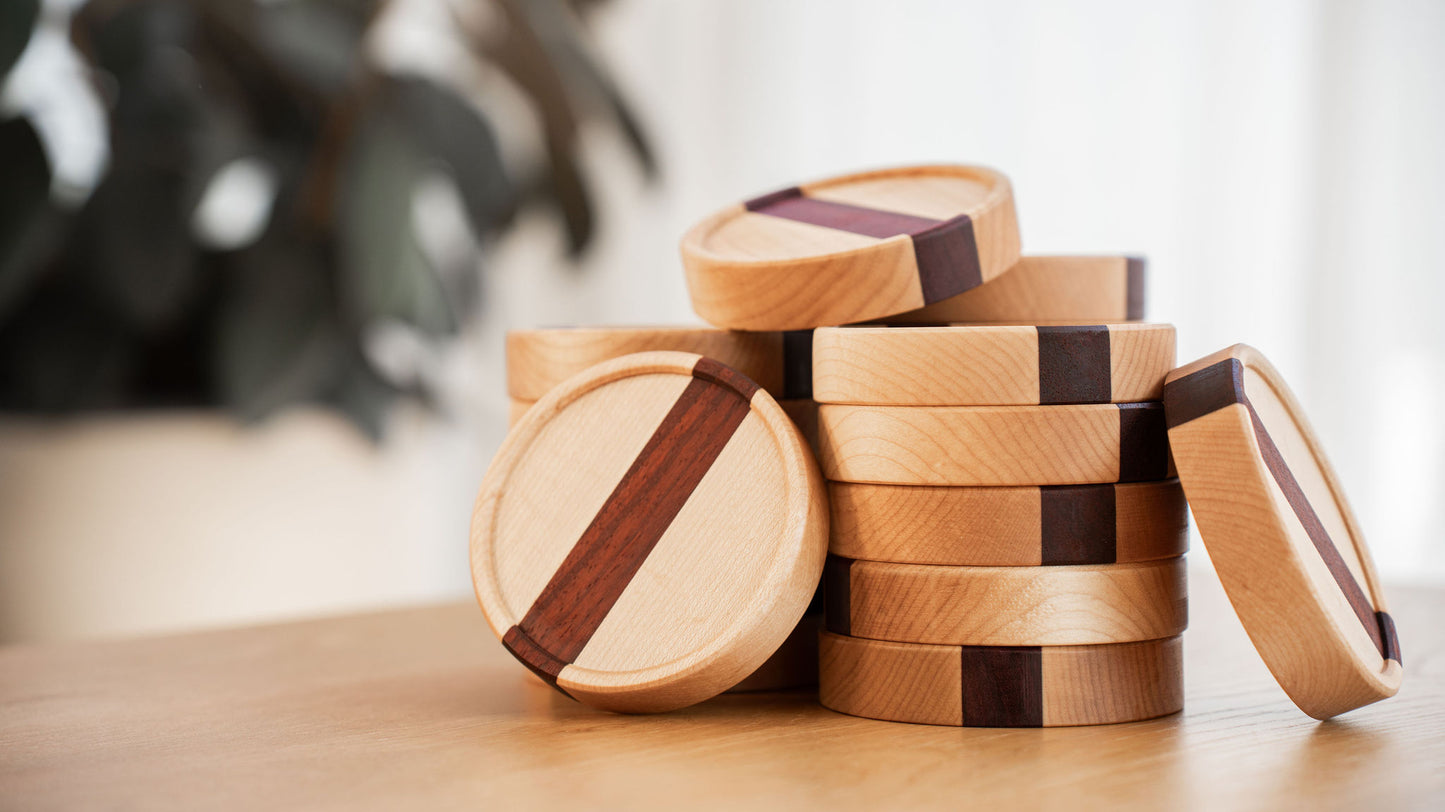 Sous-Verres en bois d'Érable & Padook