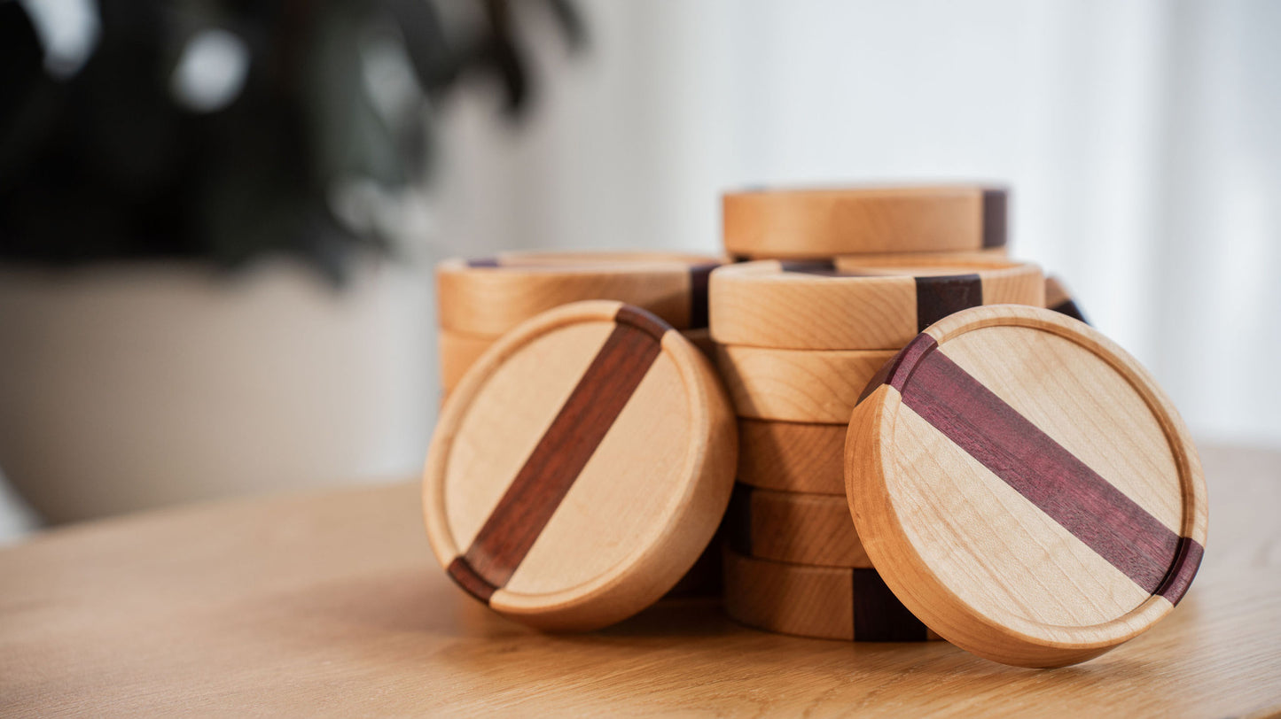 Sous-Verres en bois d'Érable & Purple Heart