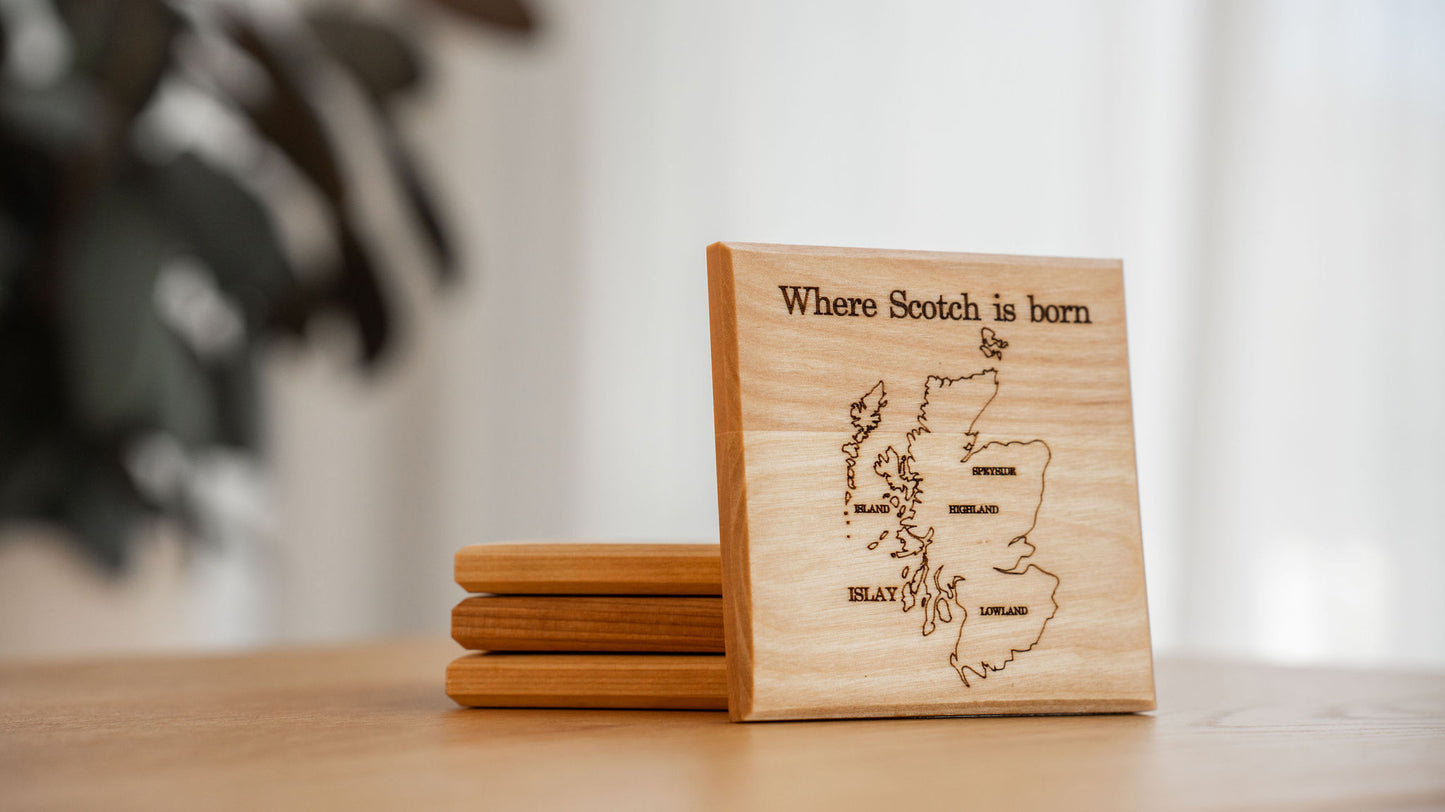 Sous-Verres en bois d'Érable (emballage/expédition inclus)