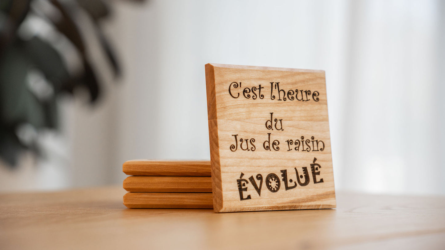 Sous-Verres en bois d'Érable (emballage/expédition inclus)