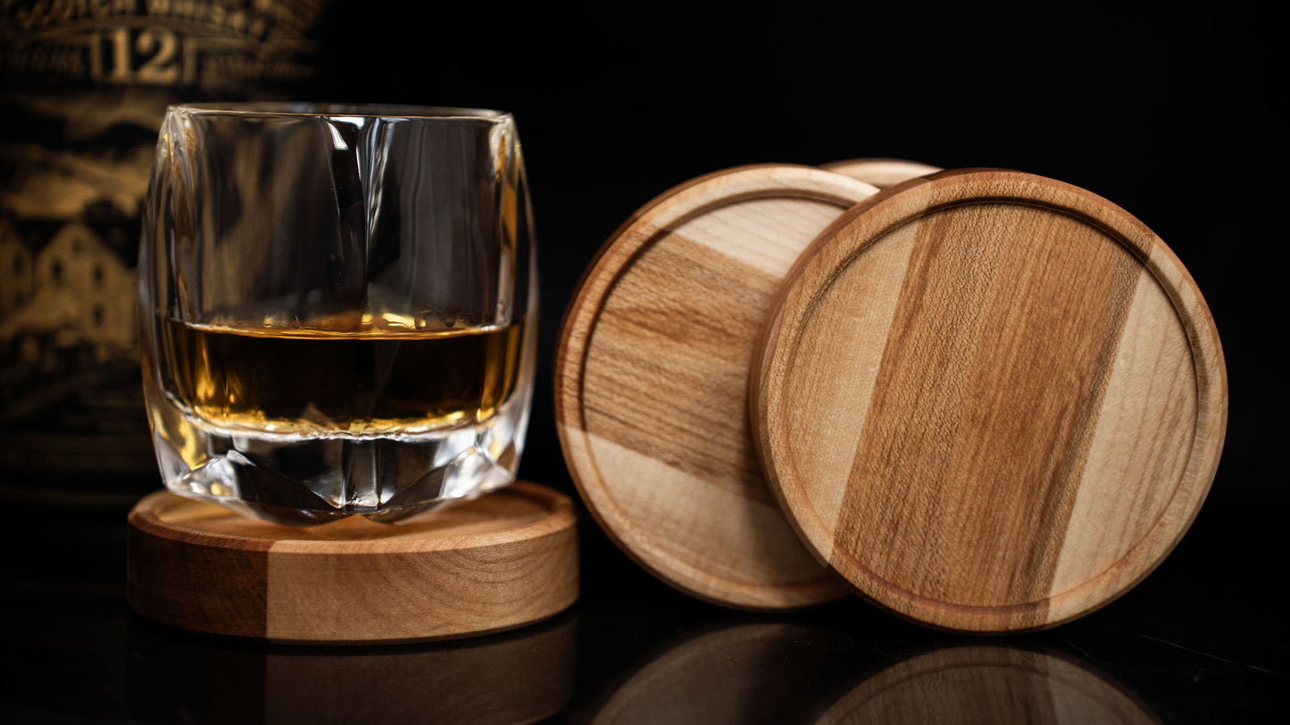 Sous-Verres en bois d'Érable (emballage/expédition inclus)