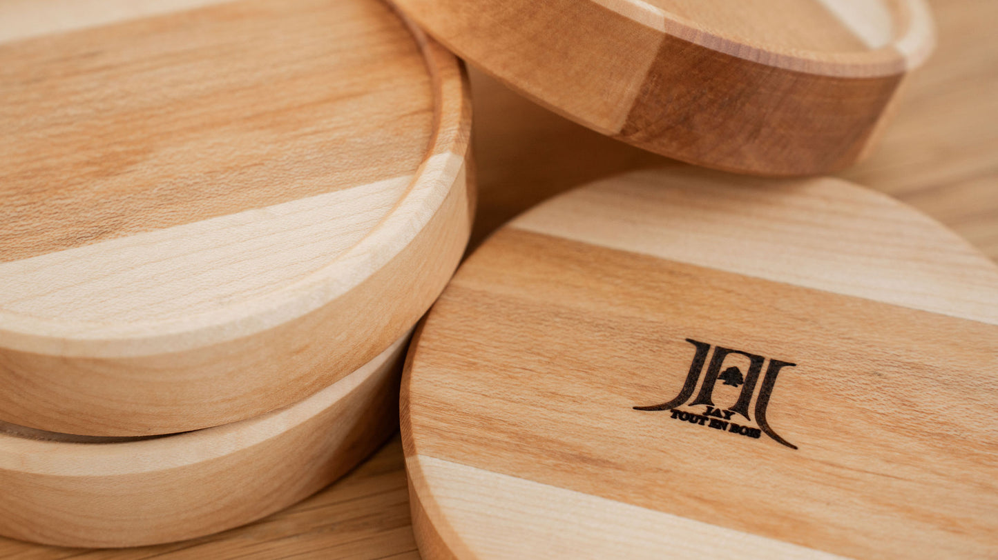 sous verres en érable fabriqués au Québec Jay Tout En Bois