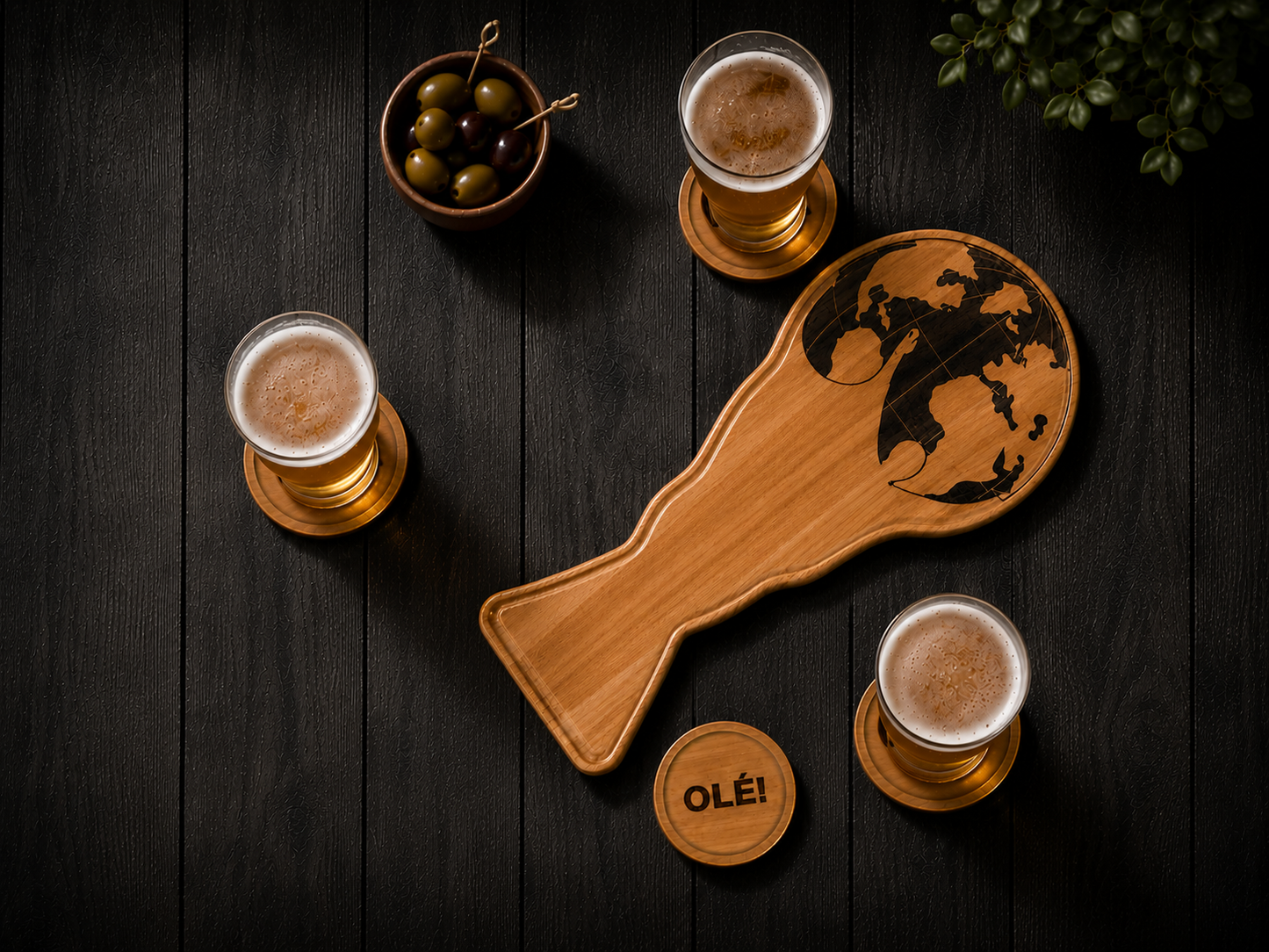 World Cup Wooden Serving Tray with 4 Coasters