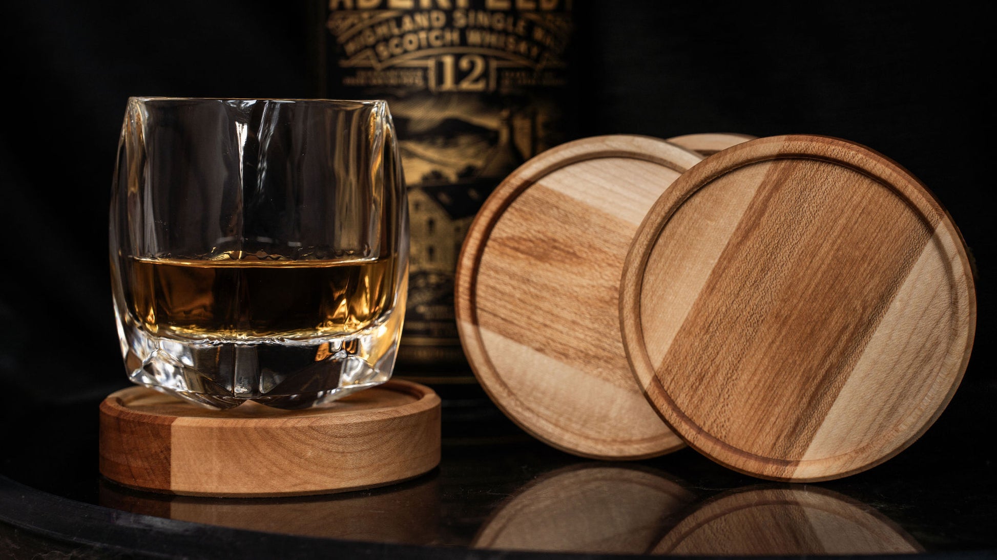 ensemble de sous verres en bois érable pour table et apéro