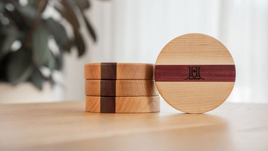 sous verres en Érable et Purple Hart fabriqués au Québec Jay Tout En Bois