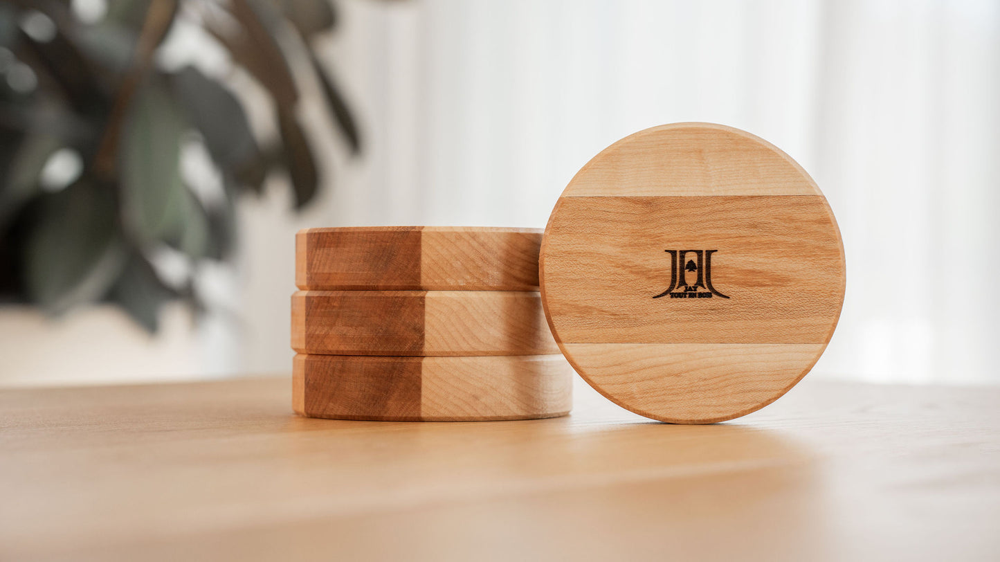sous verres en érable fabriqués au Québec Jay Tout En Bois